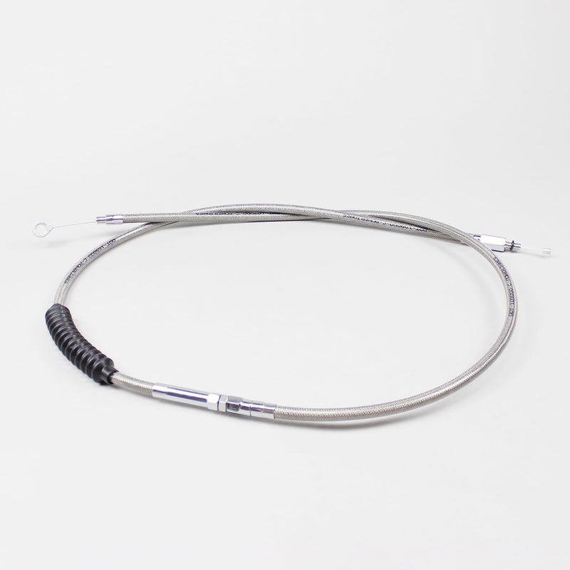 PJMTCUSTOM Chrome Silver Stainless Steel Braided Clutch Cable Fits For Harley Davidson Softail Dyna Sportster Touring Throttle by Cable Models (75.0" Long) - Image 2
